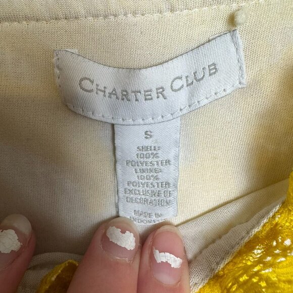 Charter Club yellow lace overlay off shoulder blouse size small I3 - Picture 3 of 9